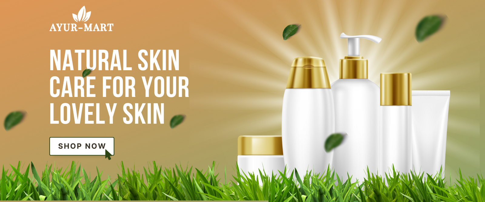 Green Elegant Natural Skincare Product Showcase Promotion Banner